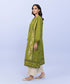 Women's Pret Textured Cotton Embroidered Green A-Line Shirt